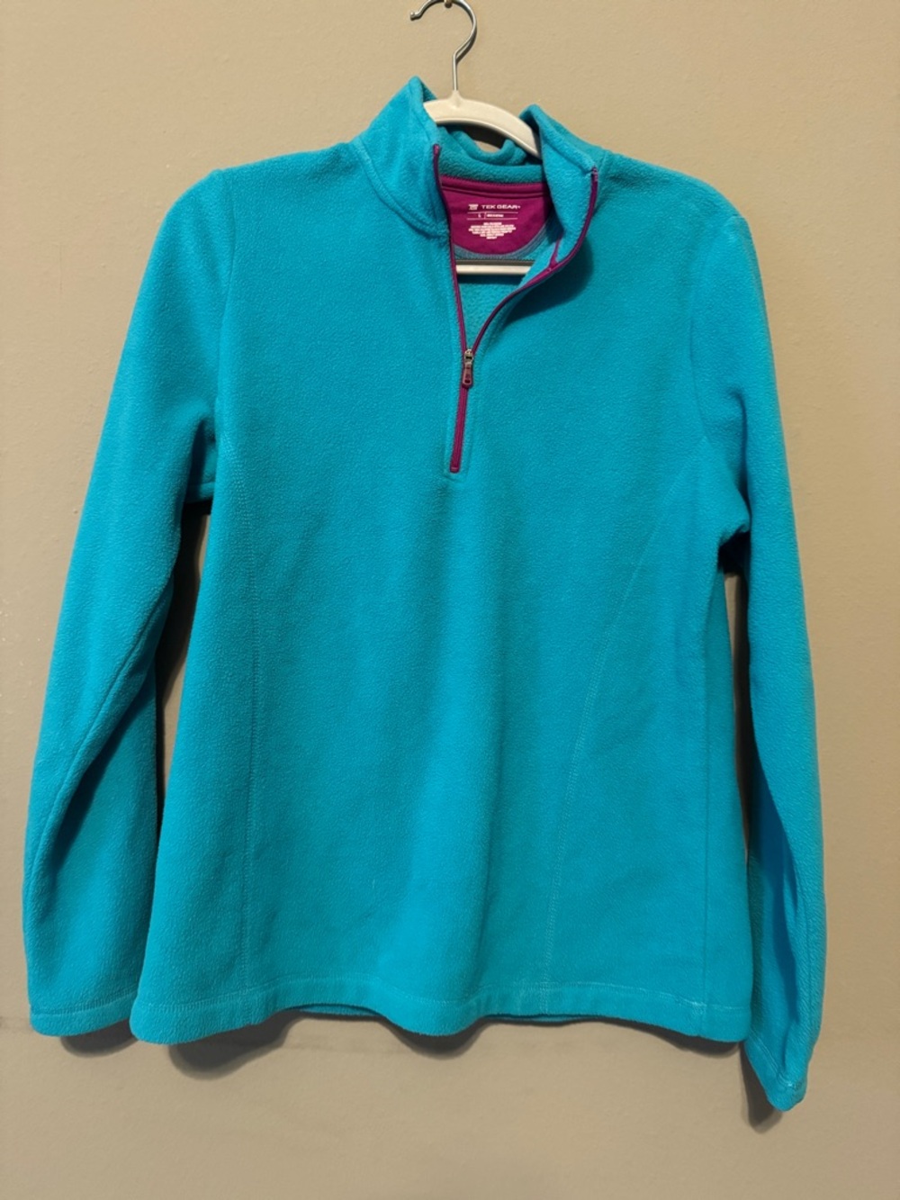 tek gear Teal Quarter-Zip Fleece Pullover with Pink Trim